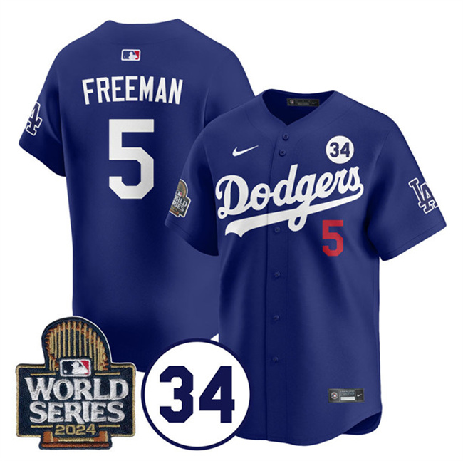 Women's Los Angeles Dodgers ACTIVE PLAYER Custom Royal 2024 World Series With No. 34 Patch Alternate Limited Stitched Baseball Jersey(Run Small) Women's Los Angeles Dodgers ACTIVE PLAYER Custom Royal 2024 World Series With No. 34 Patch Alternate Limited Stitched Baseball Jersey(Run Small)